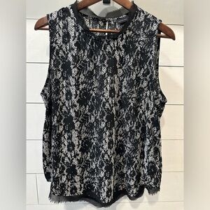 Who What Wear Elegant Black and White Sleeveless Top- size XL